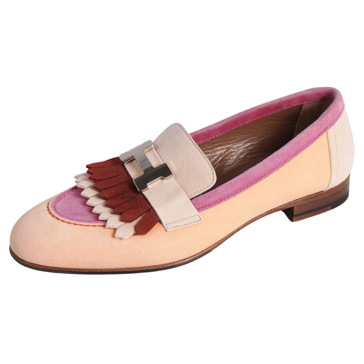 エルメス レザーローファー モカシン ロワイヤルマルチカラー レディース HERMES - エルメス モカシン ロワイヤル マルチカラー/ホワイト