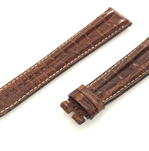 オメガ 腕時計 ベルト バンド アリゲーター クロコ レザー 20ｍｍ 2本ライン ブラウン こげ茶 スピードマスター 革ベルト OMEGA 時計用 交換ベルト 2コブ メンズ speedmaster