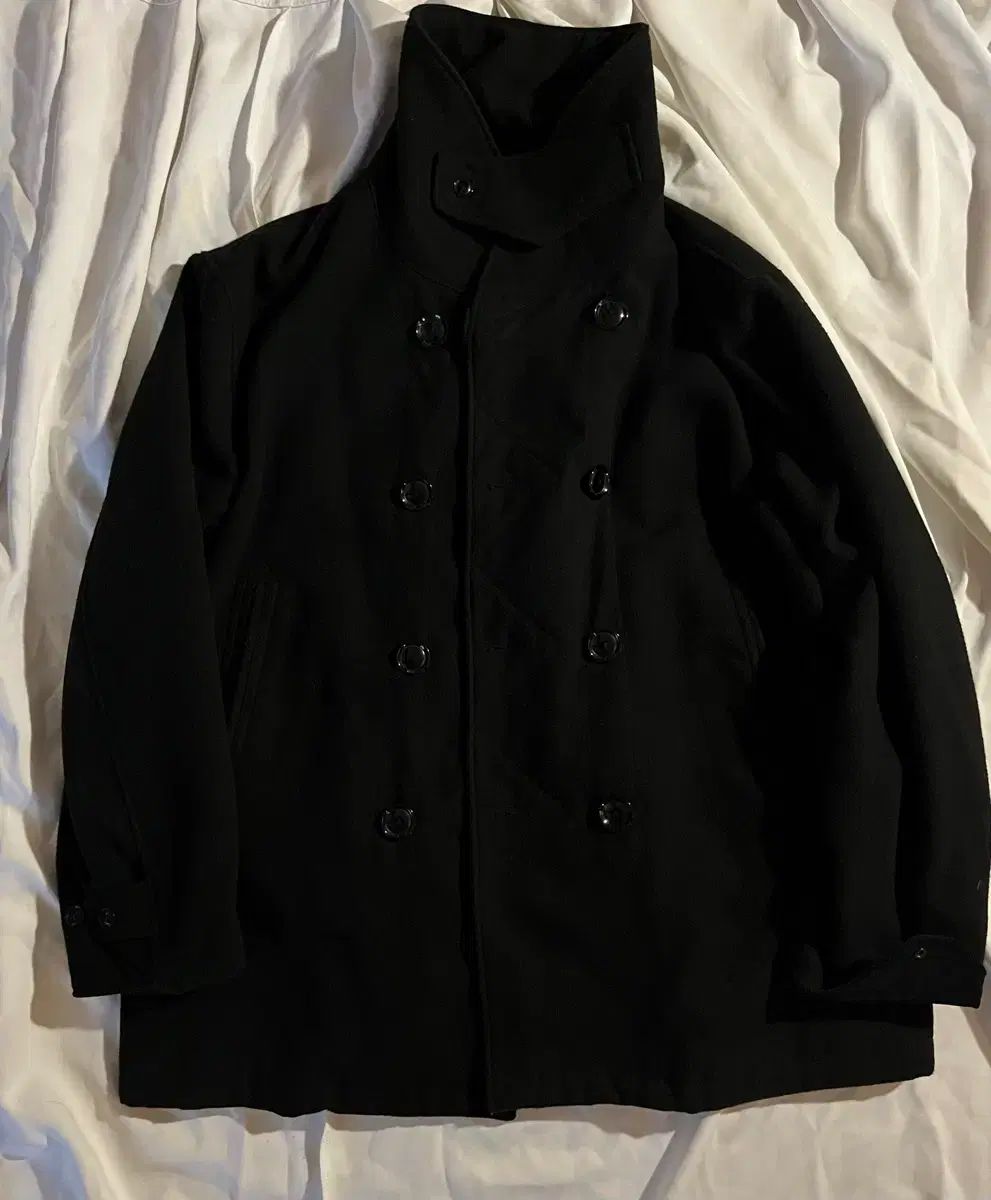 ENGINEERED GARMENTS エンジニアードガーメンツ フェイク 멜톤 ウール ピーコート ブラック XL サイズ 着用画像