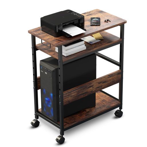 MASTLUパソコンラックpcラック幅60 x奥行30 cmパソコンワゴンpcワゴンキャスター付き棚板高さ調節 転倒防止収納棚多用途