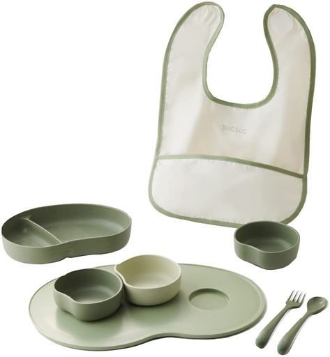 社子ども用食器セット7 PCグリーンSUCSUC スクスク ギフトセット