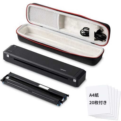 HPRTA 4モバイルプリンターMT インクリボン保護収納ケース付きモノクロ小型ミニコンパクトポータブル熱転写ビジネスアウトドア出張プリンタ ブラック