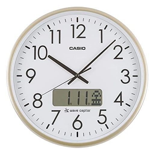 CASIO カシオ 掛け時計壁掛け時計電波時計ホワイトゴールドアナログ時報付き時計カレンダーIC-2100 J-9 JF