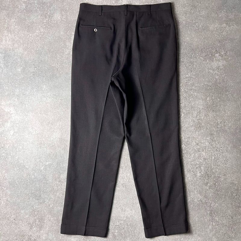 60s UNKNOWN 無地 ノータック ウール スラックス パンツ 33 28 / 60