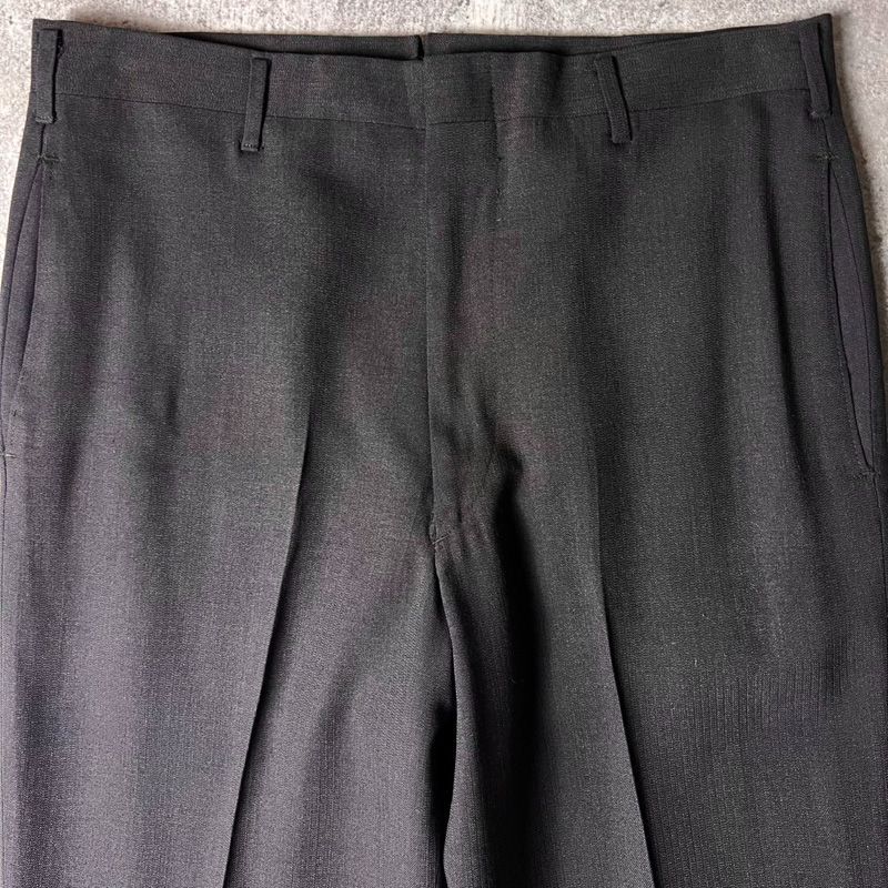 60s UNKNOWN 無地 ノータック ウール スラックス パンツ 33 28 / 60