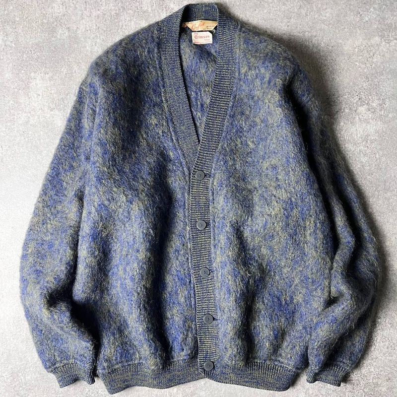ヴィンテージ グランジ ウールカーディガン モヘア Vintage 60's【TOWN CRAFT】Striped Mohair Cardigan 長い毛足が非常に