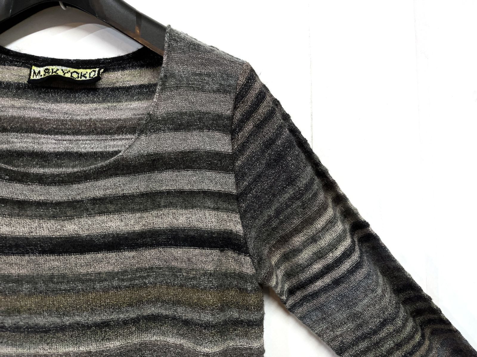  Ｍ ＆KYOKO エムアンドキョウコ ボーダー モヘヤ ニット ワンピース セーター 長袖 七分袖 ニットワンピース