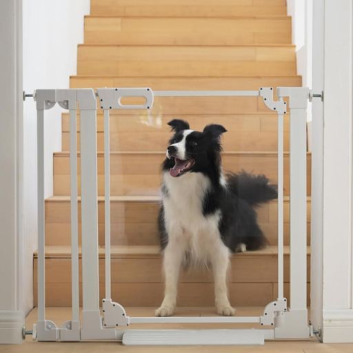 unumumベビーゲート透明ゲート取付幅75 96 cm階段上アクリルゲート扉開閉式赤ちゃん突っ張り式オートクローズ機能拡張 壁開閉式保護アクリルゲート高さ78 cmホワイト