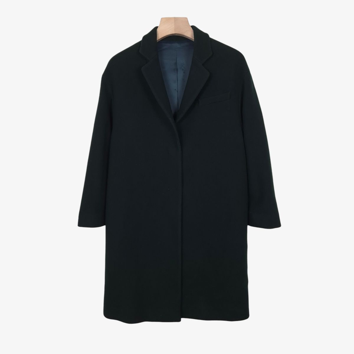 90 BEAKER DARK GREEN WOOL COAT