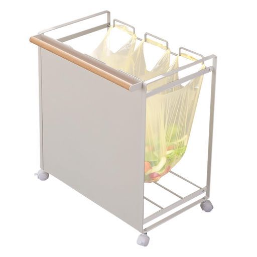 キャスター付き ゴミ袋スタンド 分別可能 ゴミ袋スタンド分別ゴミ箱キャスター付き目隠し3分別ホワイトW50xD34