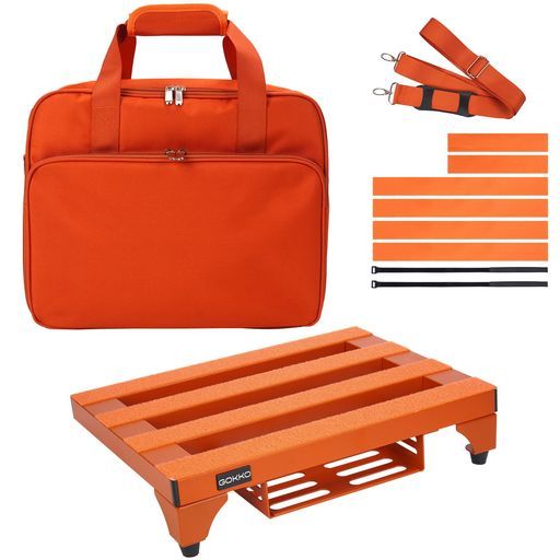 GOKKO超軽量ギターエフェクターボードアルミニウム合金ペダルボード丈夫で耐用キャリングバッグ付き M-オレンジ