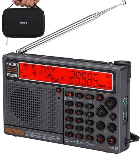 ZHIWHIS マルチバンドラジオエアバンド受信機FM AM SW AIR UHF VHF懐中電灯 SOSアラーム ラジオ録音 APPコントロール Bluetooth MicroSDカード対応 タイマー USB C充電式 技適取得済