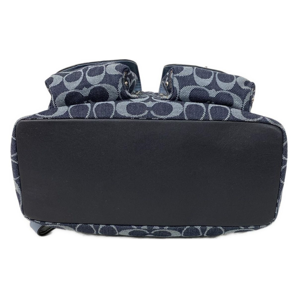  COACH コーチ リュックサック シグネチャー柄 F 57551 ダークネイビー×ライトブルー 巾着型 レザー リュック バックパック バッグ