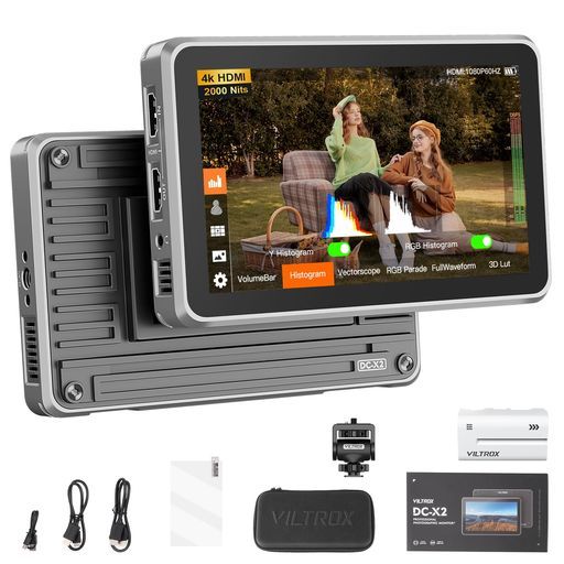 X 26インチ2000 nitsカメラフィールドモニター lタッチ式カメラ外部モニター 波形サンシェードフードとバッテリー付き適格請求書発行可