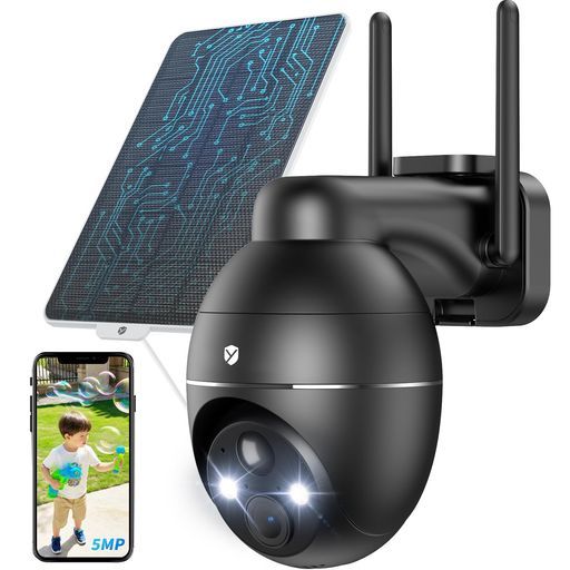 2025強化版500万超高画素 高効率充電 防犯カメラ屋外ソーラーYESRAMO防犯カメラ360° PTZ超広角防犯灯発光 夜間撮影AI人物検知電源不要監視カメラ屋外ソーラー無線電池式WiFi強化2.4 GH