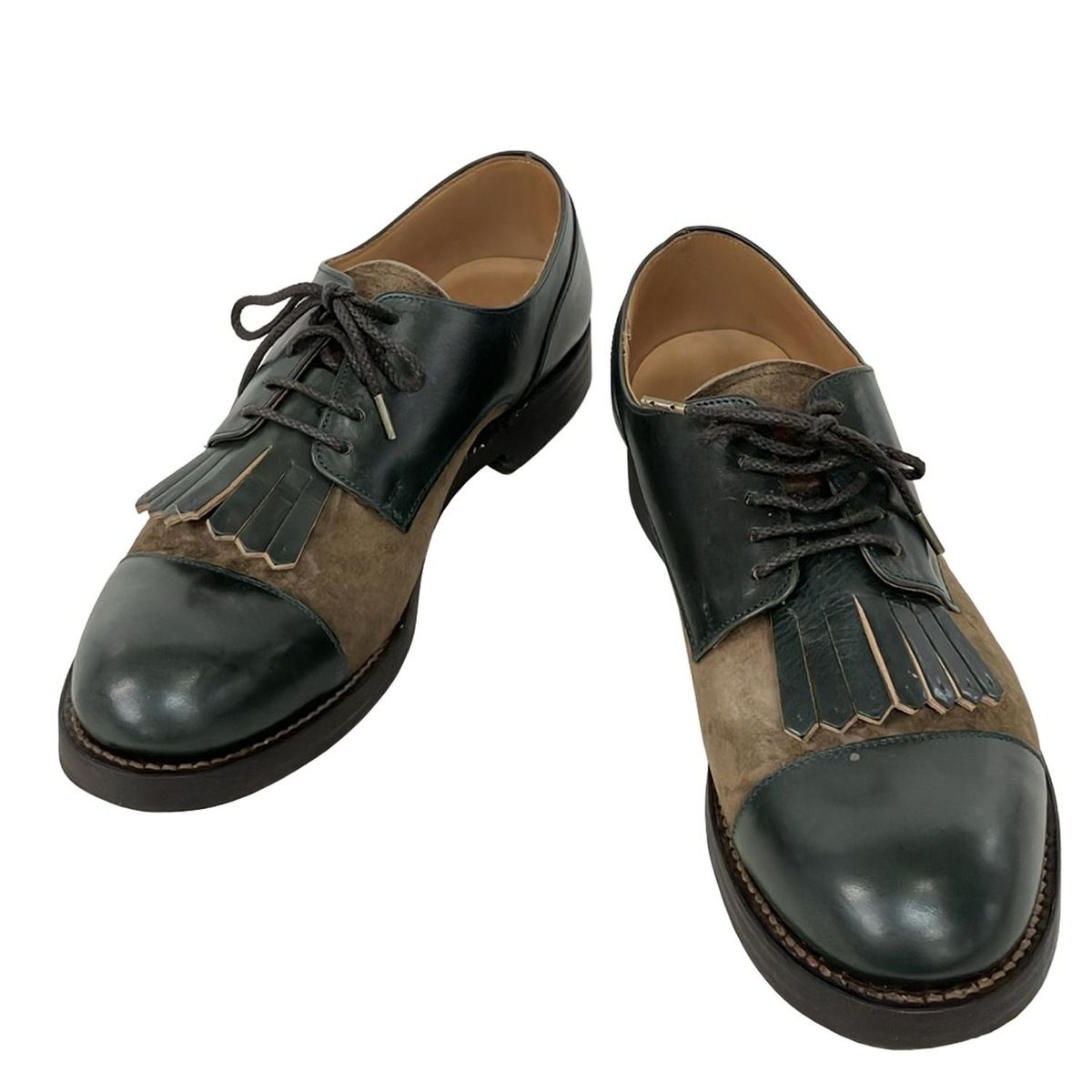 ARTISAN アルチザン シューズ 41 メンズ - カーキ×ダークブラウン レースアップ タッセル レザー
