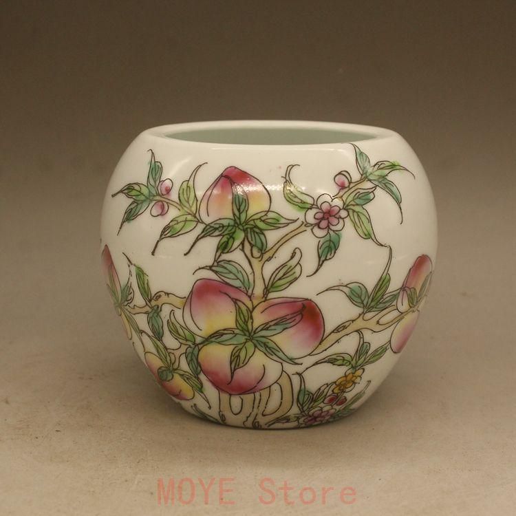 景徳鎮 パステルカラー万寿無彊花瓶 陶磁器 装飾品 現代工芸品 美術品 置物 パステル寿桃の水缶 水洗い 景徳鎮 陶磁器 装飾品 工芸品美術品 置物