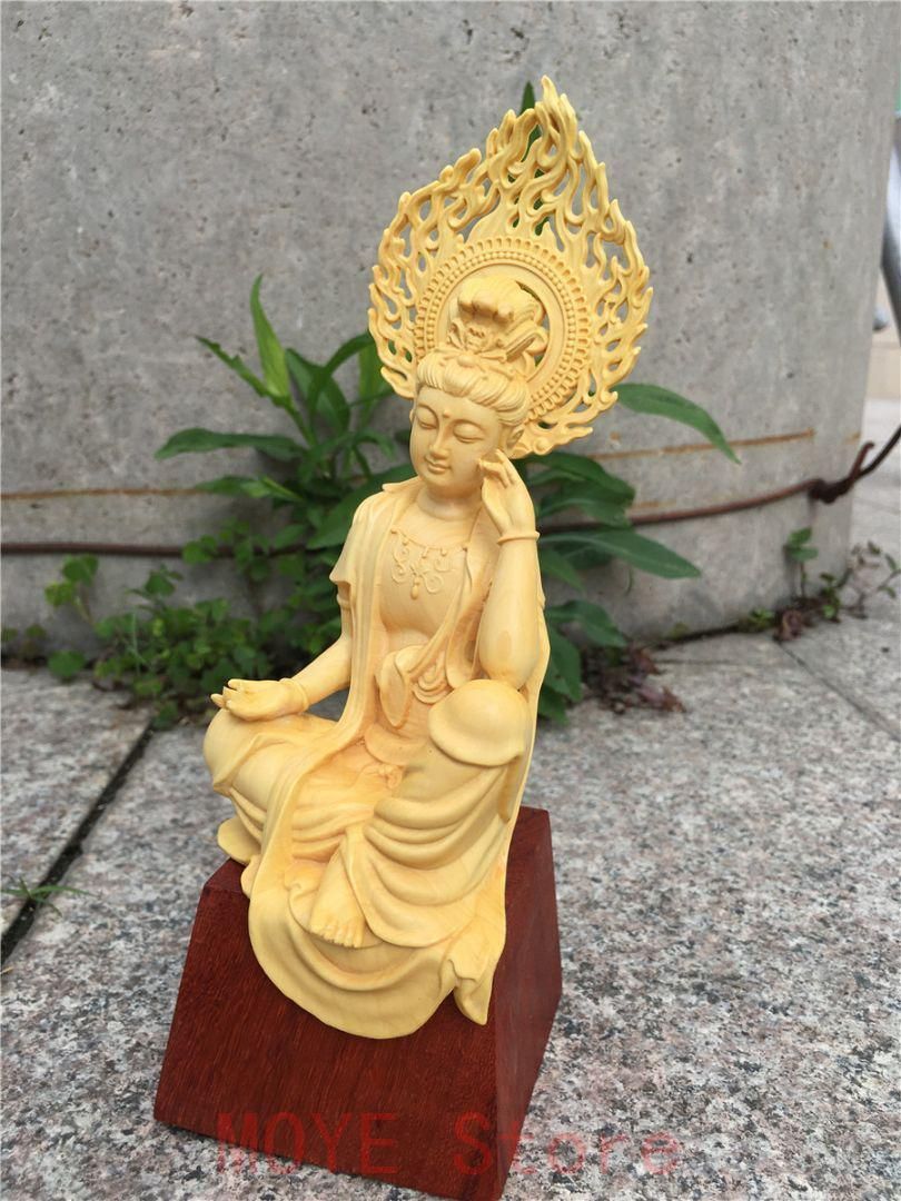 高級黄楊木材 仏教美術 仏像 精密彫刻 購入 仏像 手製 木彫仏像 自在