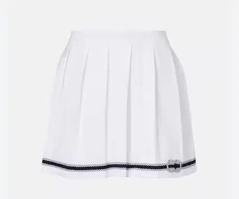 グッチ 白 インタルシア プリーツ コットン ブレンド ミニスカート