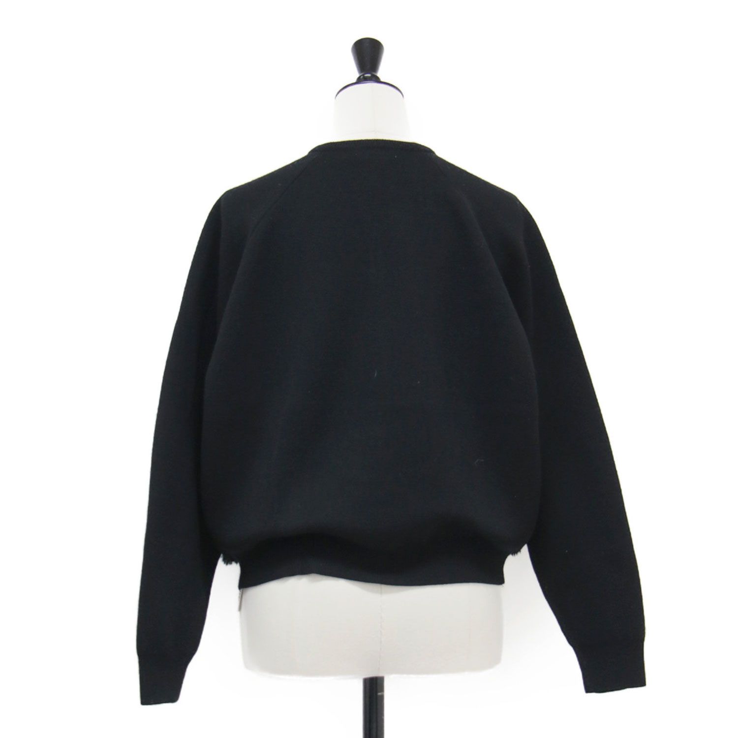 Ballsey ボールジー カーディガン ブラック 黒 サイズ S 9号 23秋冬 ウール ポリエステル ミラノリブ ファーポケット ニット ショート丈 長袖 クルーネック フェイクファー レディース