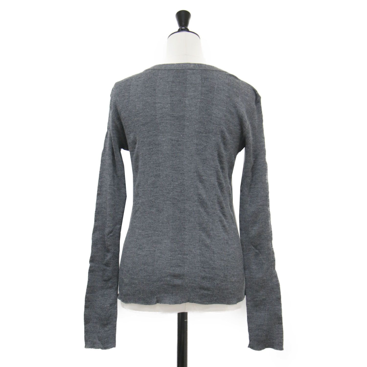 Deuxieme Classe ドゥーズィエム クラス カットソー グレー サイズ 24秋冬 ウール クルーネック Candid ニット 長袖 リブ ハイゲージ トップス セーター レディース