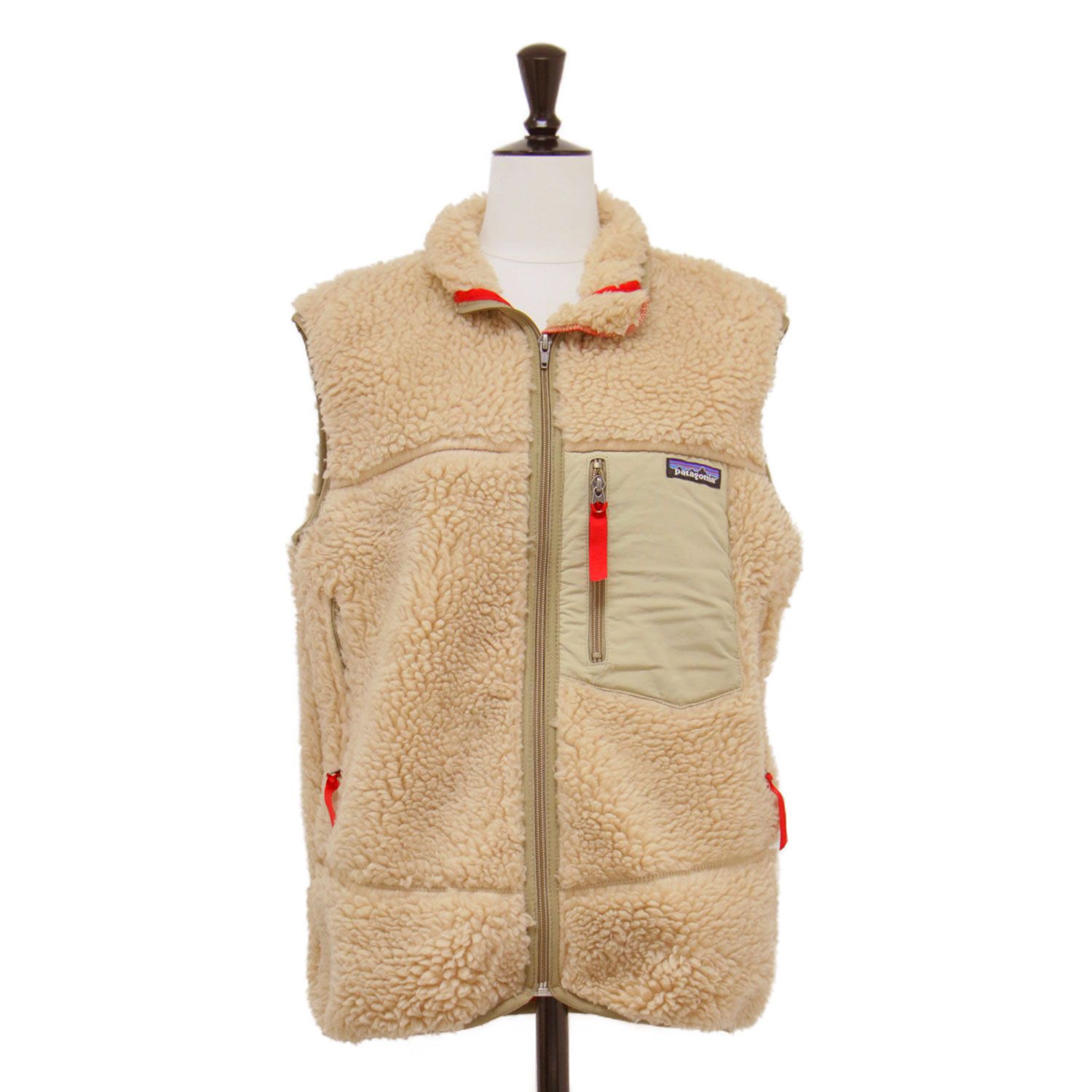  Patagonia パタゴニア ベスト ベージュ サイズ KIDS L 12 レトロ X RETRO VEST FA 02 ボア フリース ジップアップ スタンド トップス レイヤード レディース ベスト ジレ ベスト ジレ ビスチェ
