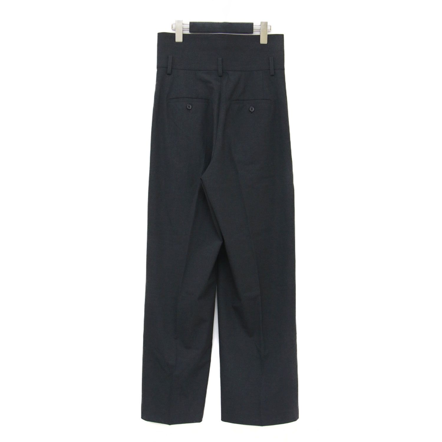 NOLLEYS Sophi パンツ グレー サイズ 38 M 24秋冬 ウォッシャブル ウエスト折り返し 2 WAY ワイド ハイウエスト タック ボトムス ズボン レディース