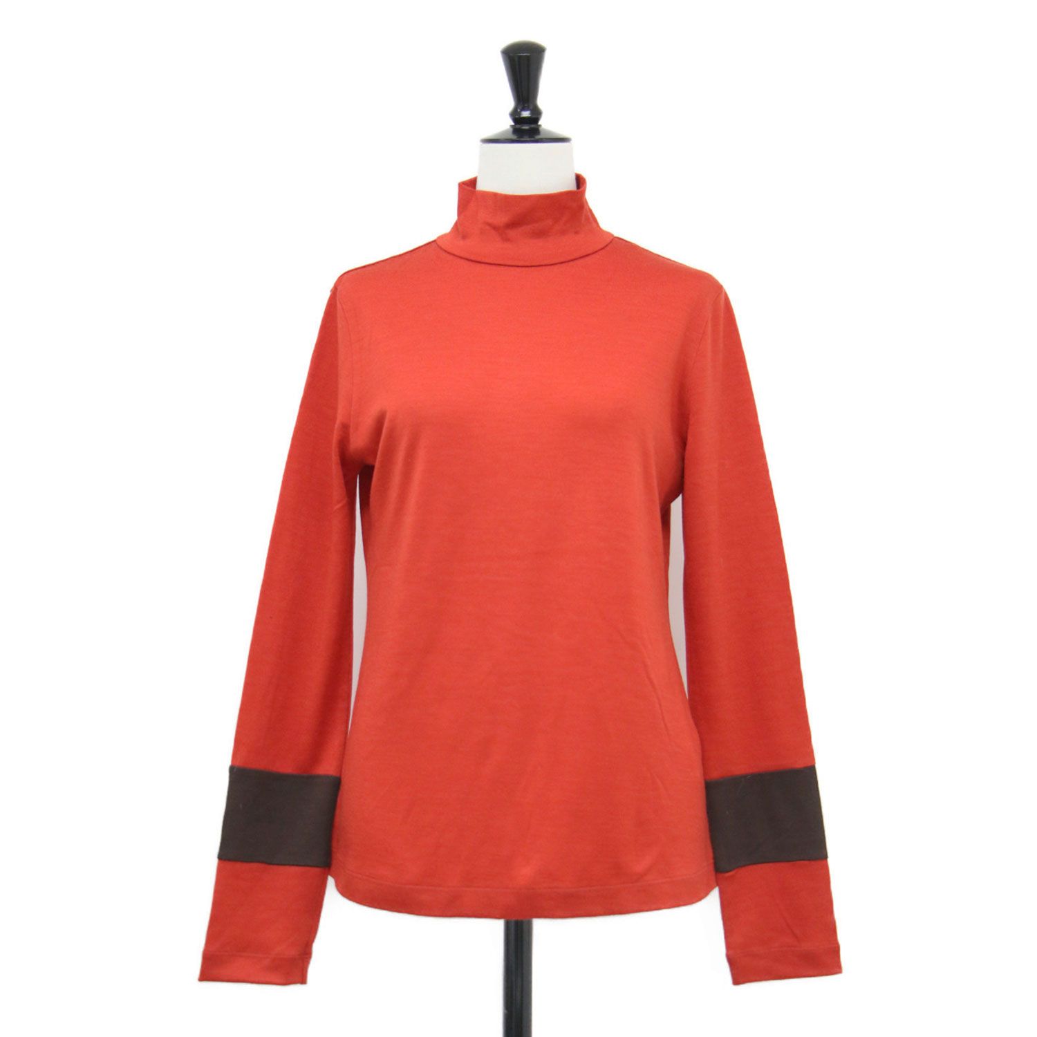 Paul Smith ポールスミス カットソー レッド サイズ M 25秋冬 コントラスト ハイネック 長袖 バイ ウール トップス Tシャツ レディース