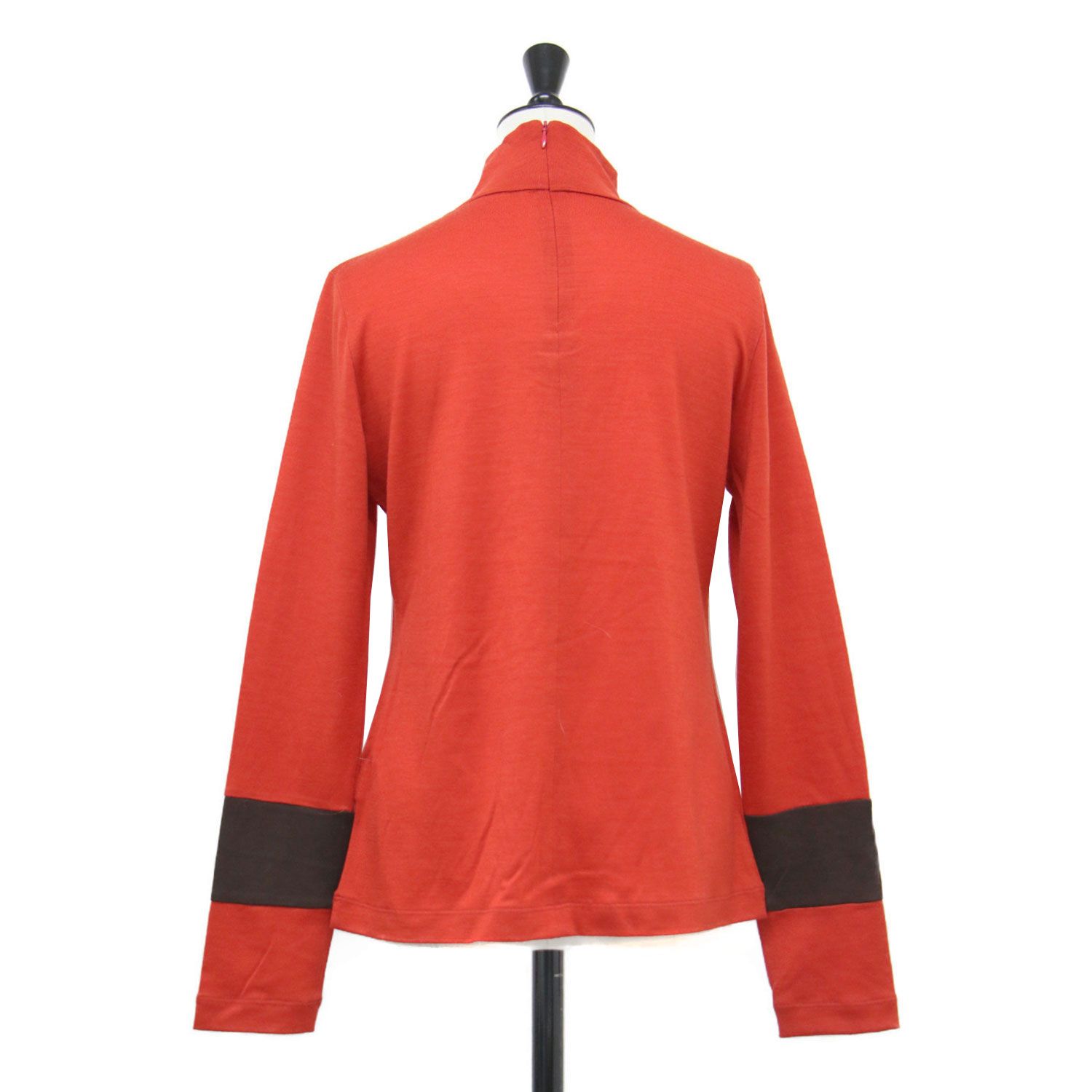 Paul Smith ポールスミス カットソー レッド サイズ M 25秋冬 コントラスト ハイネック 長袖 バイ ウール トップス Tシャツ レディース