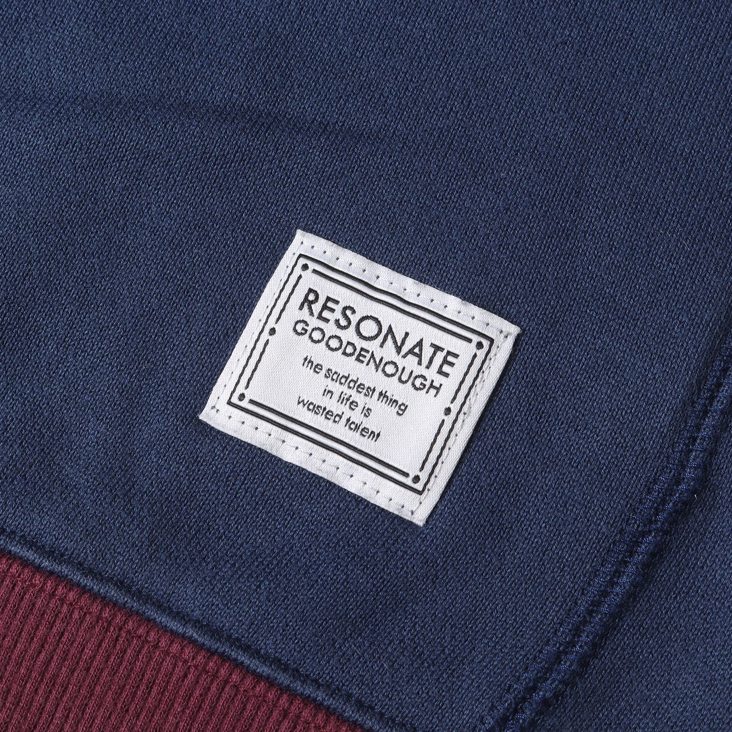 RESONATE GOODENOUGH リゾネイト グッドイナフ スウェット ネイビー 紺 サイズ:L | ロゴ刺繍 2トーン クルーネック スウェットシャツ | トップス トレーナー プルオーバー 【メンズ】【中古】【K4667】 RESONATE GOODENOUGH リゾネイト グッドイナフ スウェット ネイビー 紺