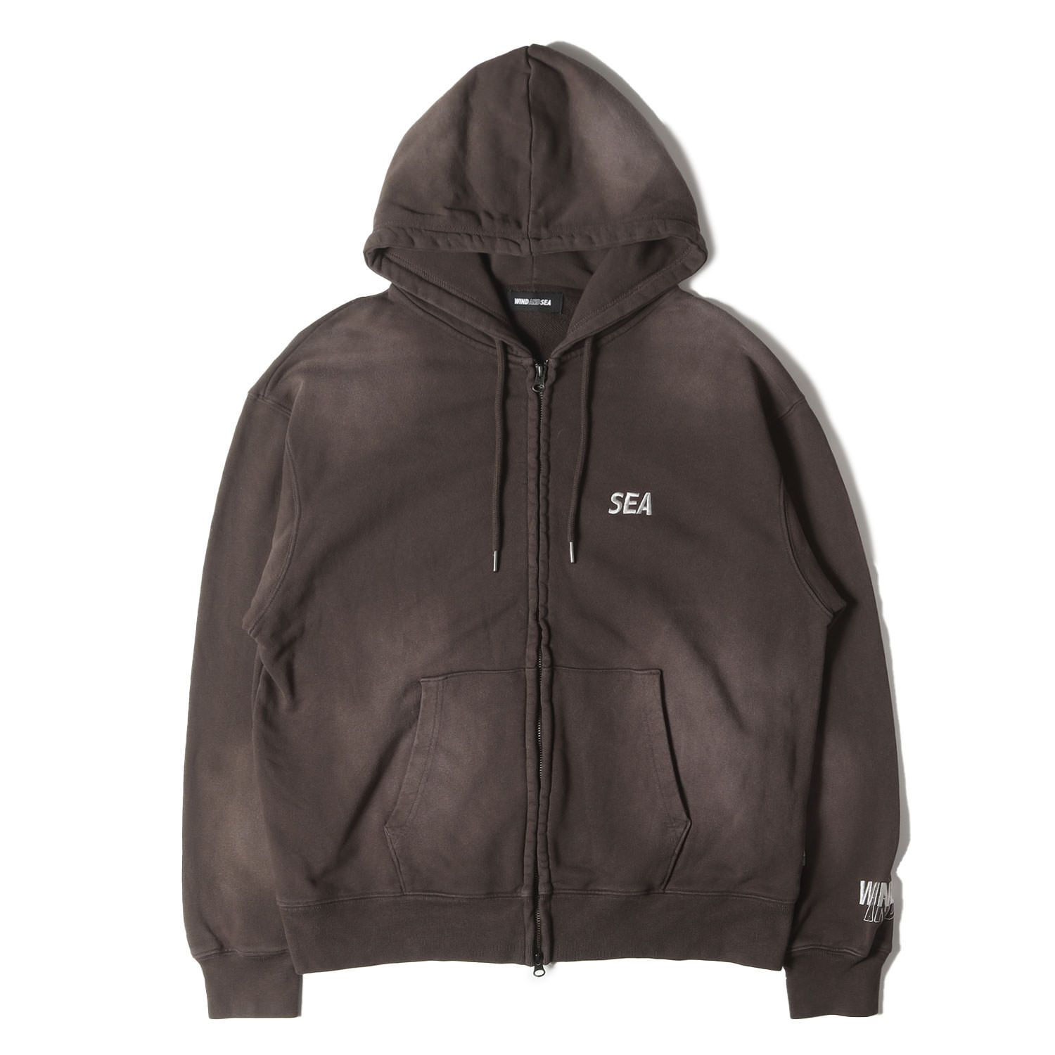 WIND AND SEA ウィンダンシー パーカー ブラウン サイズ:M | 25AW サルファダイ加工 フルジップ スウェットパーカー (SULFUR DYEING LOGO ZIP SWEATSHIRT) | トップス フーディー【メンズ】【中古】【美品】【K4667】 美品】WIND AND SEA ウィンダンシー パーカー ブラウン サイズ:M