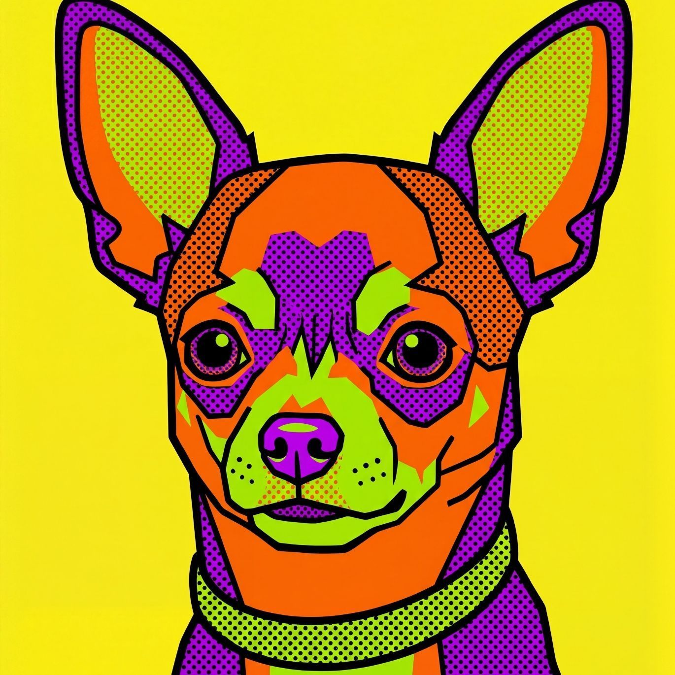 名入れOK POP ART DOG チワワ犬 No 2 見るたびに笑顔になれる カラフルPOPアートポスター カラフル 犬 ポップアート インテリア 北欧 モダン ギフト