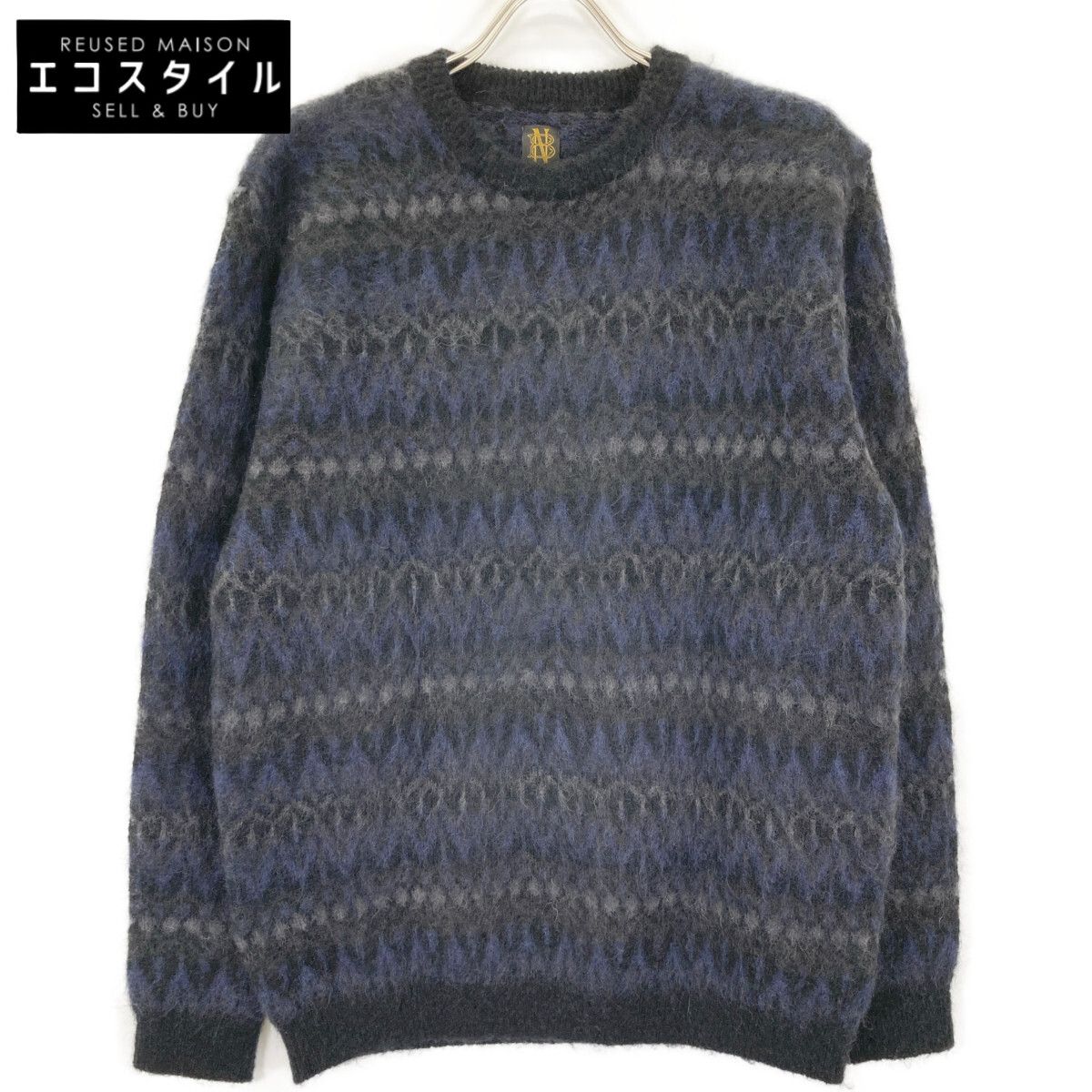 BATONER バトナー ×Pilgrim BN-22 FM 079 ﾌﾞﾗｯｸ ﾓﾍﾔ ｼﾞｬｶﾞｰﾄﾞｸﾙｰﾈｯｸﾆｯﾄ 2