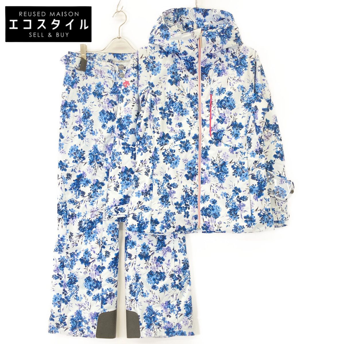 DESCENTE デサント S I O CONCEPT ブルー 花柄 スキーウェアセット L