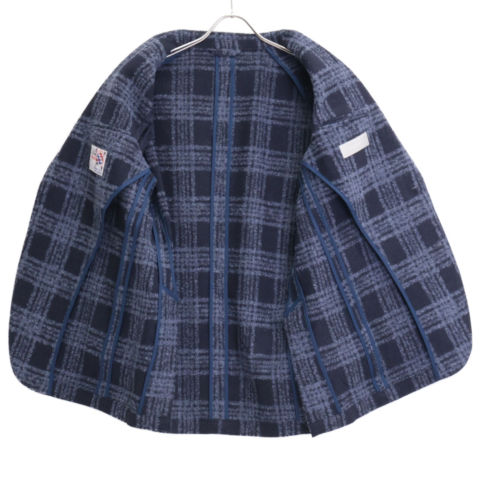 RING JACKET リングヂャケット ﾌﾞﾗｯｸ×ｸﾞﾚｰ New Balloon ｳｰﾙ100 ﾁｪｯｸ柄