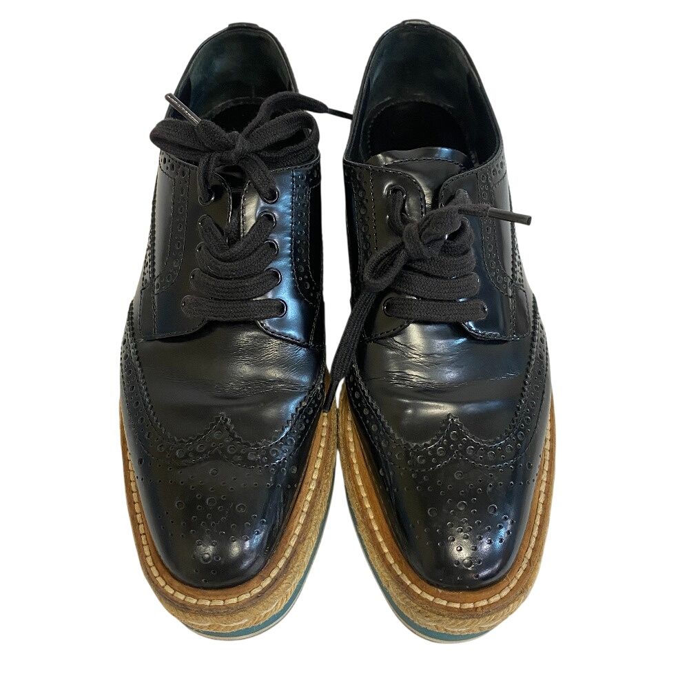 PRADA プラダ ウィングチップ ローファー ブラック レディース - メルカリ