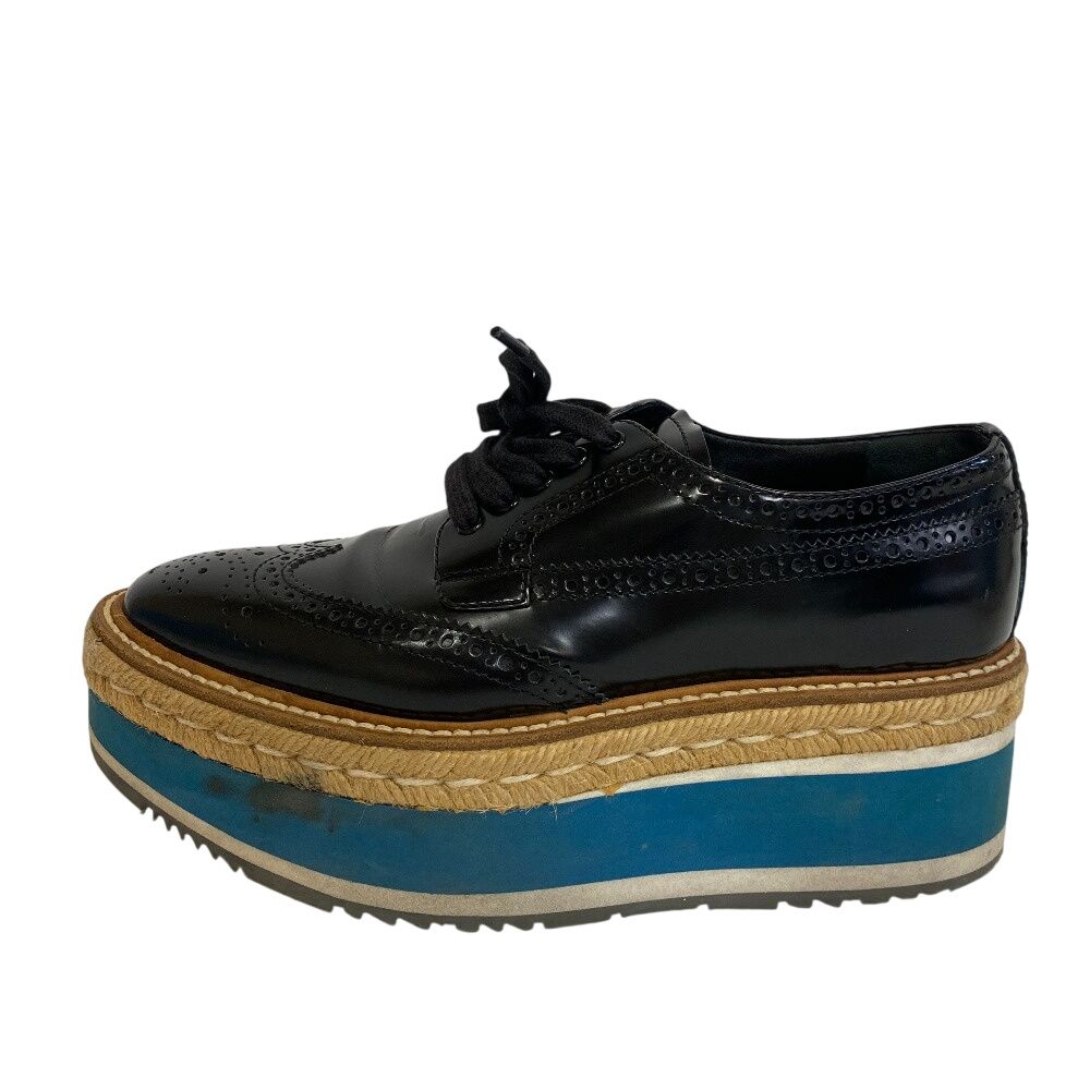 美品 PRADA ブラック 厚底ウィングチップ ローファー PRADA プラダ ウィングチップ ローファー ブラック レディース - メルカリ