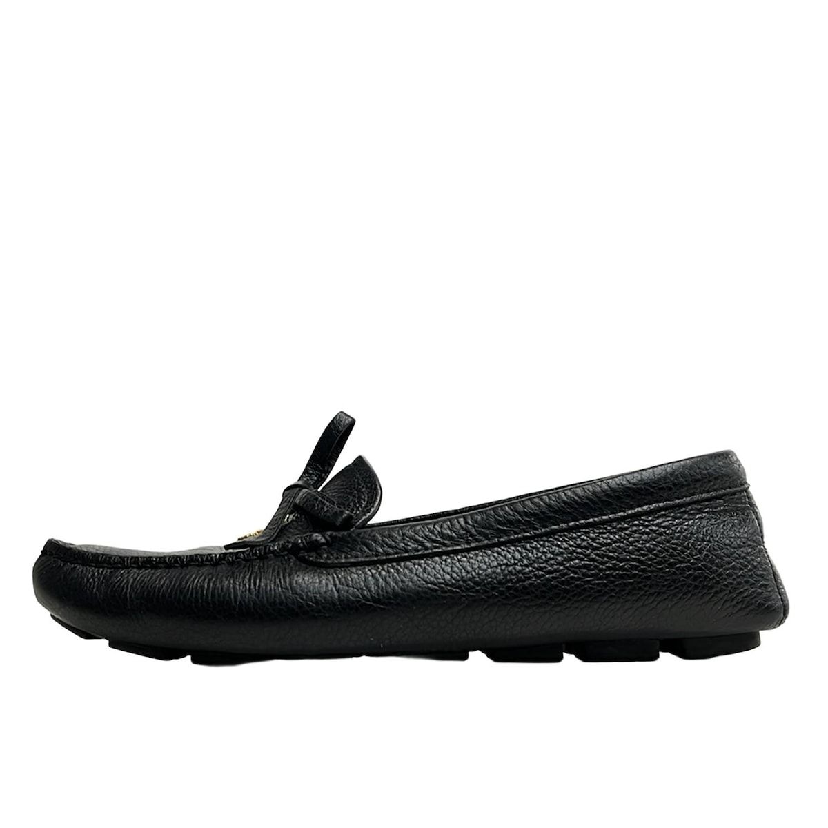 PRADA プラダ フラットシューズ 36 1 2 レディース - 黒 モカシン インソール取外し可 レザー
