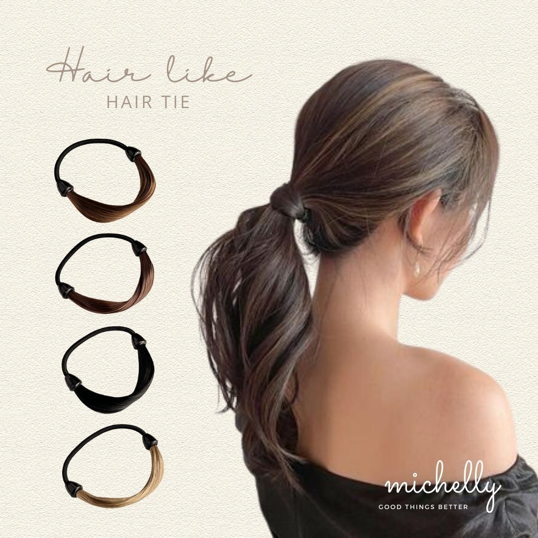 ヘアゴム 髪ゴム ヘアライク 髪の毛風 フェイクヘア 毛束ゴム