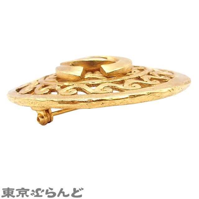 シャネル CHANEL ブローチ ゴールド メタル ラウンド ココマーク ヴィンテージ 95 A レディース