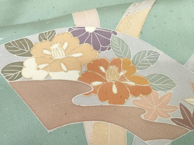 平和屋着物○創業460年・千總 訪問着 駒刺繍 地紙草花文 金彩 正絹