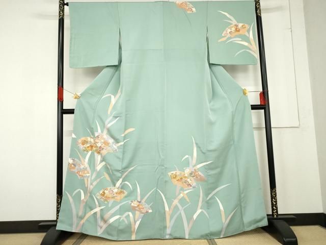 平和屋着物○創業460年・千總 訪問着 駒刺繍 地紙草花文 金彩 正絹