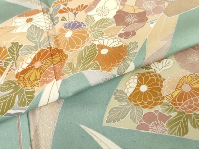 平和屋着物○創業460年・千總 訪問着 駒刺繍 地紙草花文 金彩 正絹