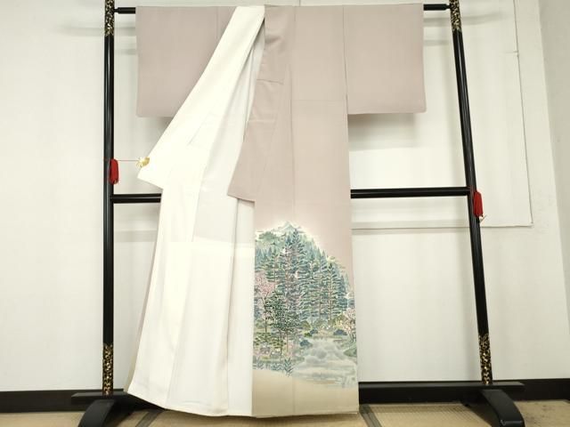 平和屋着物 本加賀友禅作家 伊徳祐吉 色留袖 飛鳥樹林風景文 正絹 cs