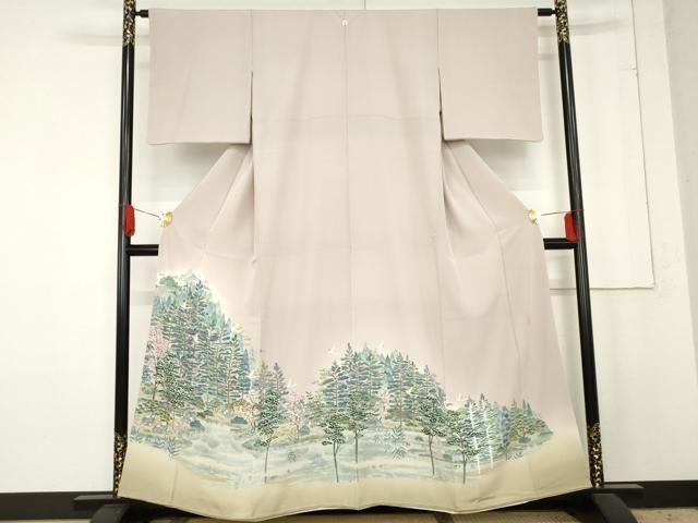 平和屋着物 本加賀友禅作家 伊徳祐吉 色留袖 飛鳥樹林風景文 正絹 cs