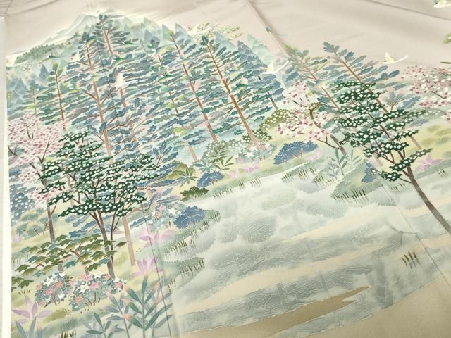  平和屋着物 本加賀友禅作家 伊徳祐吉 色留袖 飛鳥樹林風景文 正絹 cs 黒留袖 着物