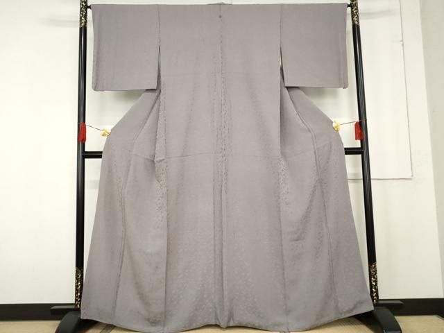 平和屋着物 上質な色無地 鳳凰花唐草地紋 竜胆色 正絹 cs