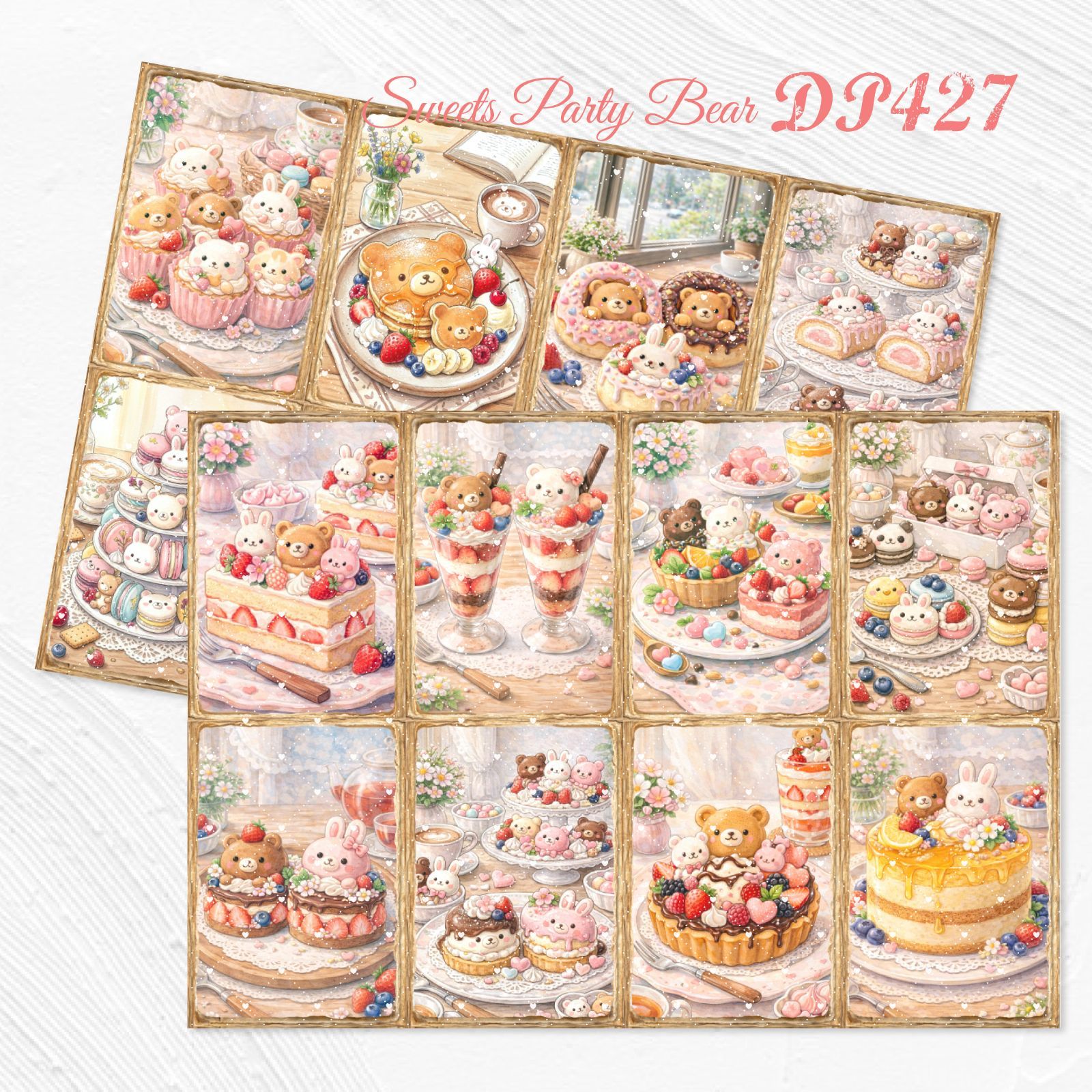 DP427】デザインペーパー スイーツパーティ ベア コラージュシート