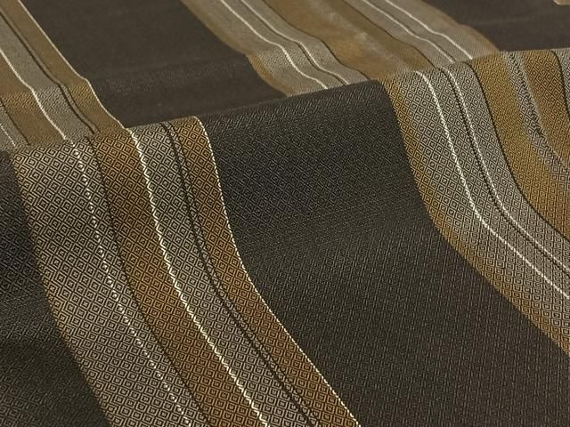 平和屋着物▽本場黄八丈 まるまなこ 紬 黒八丈 単衣 ロング丈 正絹