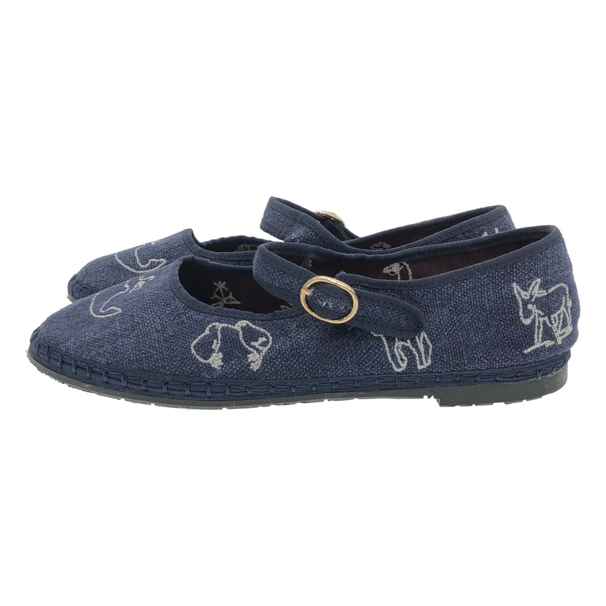 Sea York×Flabelus シーニューヨーク フラベラス デミ メリージェーン フラットシューズ ネイビー 38